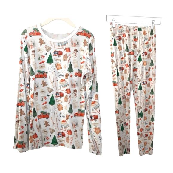Bestaroo Bamboo Pajamas Set Kids 8 Christmas Eve PJs Long Sleeve Holiday Santa - Picture 1 of 7
